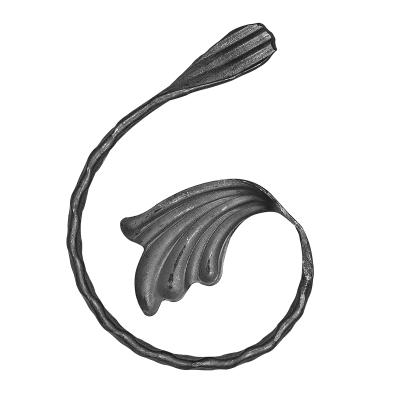 Spirala kuta typu P fakturowana z liściem 12x6 mm H150 x L100 mm lewa