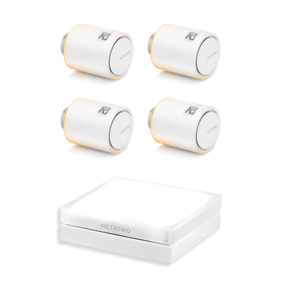 Pakiet Starter Pack: 2 inteligentne głowice termostatyczne Netatmo NVP + przekaźnik + 2 głowice termostatyczne Netatmo NAV