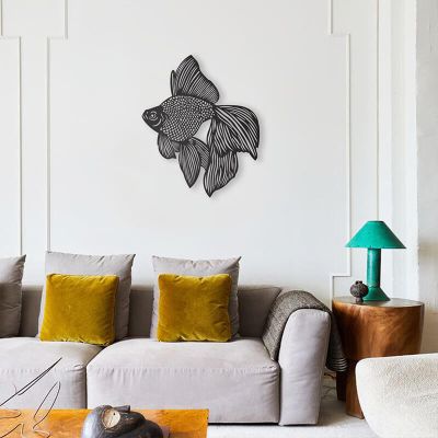 Złota rybka - metalowa ozdoba ścienna 600 x 500 mm