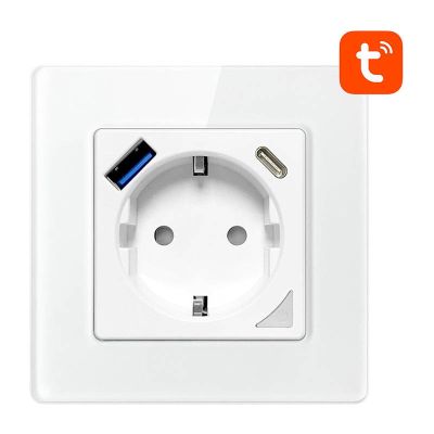 Inteligentne gniazdo ścienne WiFi Avatto N-WOT10-USB-W USB i USB-C TUYA – białe