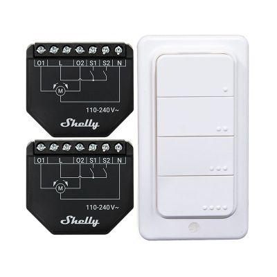 Zestaw 2 Sterownik&oacute;w do żaluzji / zasłon WiFi Shelly Shutter + BLU RC Button 4