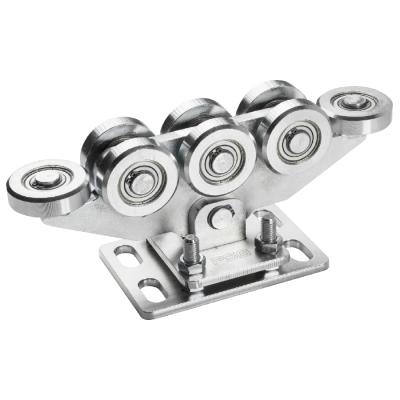 W&oacute;zek jezdny 80 do bramy przesuwnej, 8-rolkowy, rolki stalowe