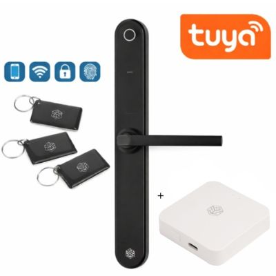 Zestaw inteligentna klamka elektroniczna PSG SPARTA - czarna, Bluetooth, Wi-Fi, Smart Life (Tuya) + bramka hub WI-Fi