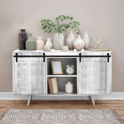 System drzwi przesuwnych dwuskrzydłowych typu mini barn door &ndash; wz&oacute;r: double mini simple, szyna 1,25 m &ndash; bez drzwi