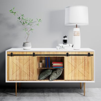 System drzwi przesuwnych, dwuskrzydłowych typu mini barn door &ndash; wz&oacute;r: double mini summit, szyna 1,25 m &ndash; bez drzwi