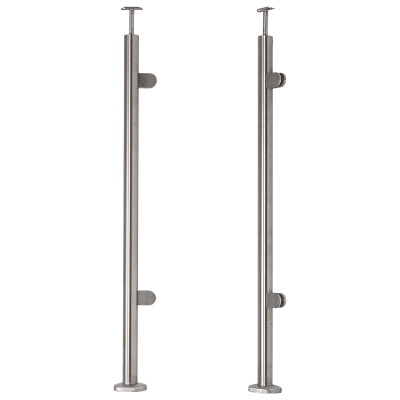 Słupek balustradowy końcowy prawy/lewy ze stali nierdzewnej – fi 42,4/ H1060/ 1102,4 mm/ 2 uchwyty, szlifowany