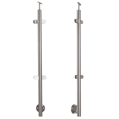 Słupek balustradowy środkowy ze stali nierdzewnej Fi42,4/H1230 mm, 4 uchwyty, szlifowany