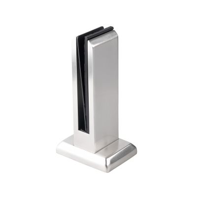 Uchwyt pionowy aluminiowy do szkła - spigot, 200 x 60 x 42 mm, z maskownicą, szkło 16 - 17,52 mm, satyna