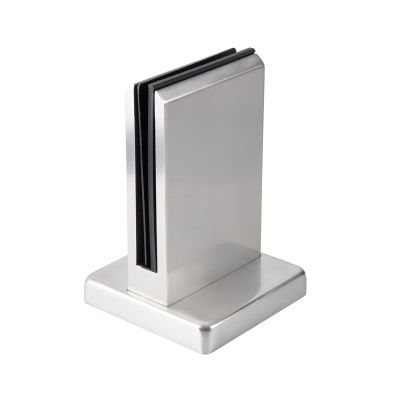 Uchwyt pionowy aluminiowy do szkła - spigot, 200 x 120 x 42mm, z maskownicą, szkło 16 - 17,52 mm, satyna