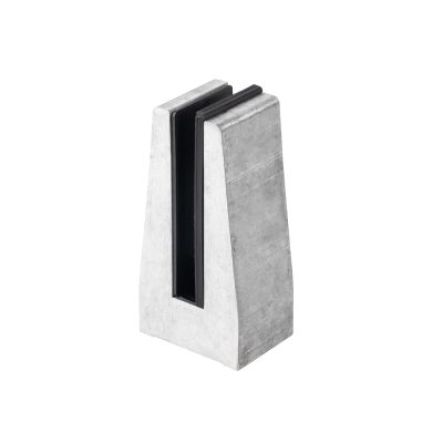 Uchwyt pionowy pojedynczy do szkła deltowaty - spigot, 70x50 mm, H=140 mm, szkło 12-13,52 mm, aluminium, surowy