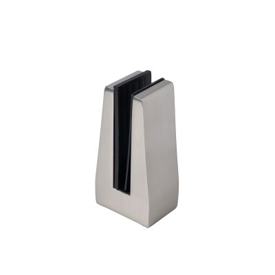 Uchwyt pionowy pojedynczy do szkła deltowaty - spigot, 70x50 mm, H=140mm, szkło 12-13,52 mm, aluminium, satyna
