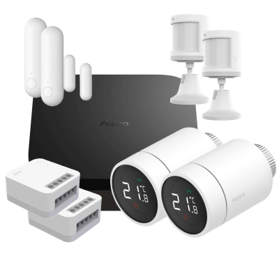 Zestaw Aqara startowy z centralą M3 (2x głowica E1 + 2x switch T1 + 2x czujnik otwarcia P2 + 2x czujnik ruchu)