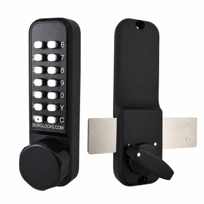 Metalowy zamek bramowy Borg Locks BL2605 - jednostronny z siedmiokątną gałką, klawiaturą i ryglem SS mocowanym od wewnątrz