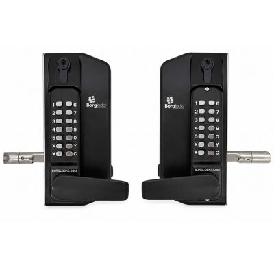 Dwustronny mechaniczny zamek szyfrowy BL3430DKO Borg Locks do bram metalowych - z klawiaturą ECP, klamką, zasuwą 65-80 mm i blokadą klucza