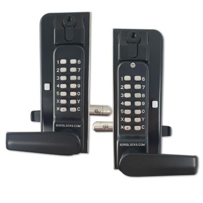 Dwustronny mechaniczny zamek szyfrowy BL3435KO Borg Locks do bram metalowych - z klawiaturą ECP, klamką i zasuwą zwalniającą
