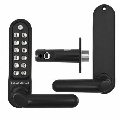Metalowy zamek bramowy Borg Locks BL5201 ECP - jednostronny z klamką, klawiaturą ECP i zatrzaskiem 60 mm, odporny na warunki morskie
