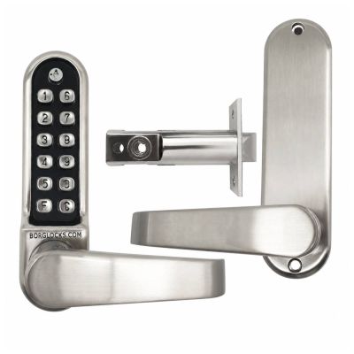 Metalowy zamek bramowy Borg Locks BL5401 ECP - jednostronny z klamką, klawiaturą ECP i zatrzaskiem 60 mm