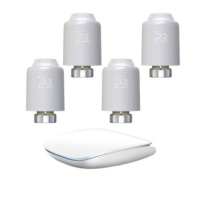 Zestaw 4 głowic termostatycznych Avatto TRV07 Zigbee 3.0 TUYA z bramką Avatto GW16-W ZigBee/Bluetooth Mesh (biała)