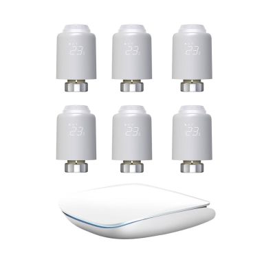 Zestaw 6 głowic termostatycznych Avatto TRV07 Zigbee 3.0 TUYA z bramką Avatto GW16-W ZigBee/Bluetooth Mesh (biała)