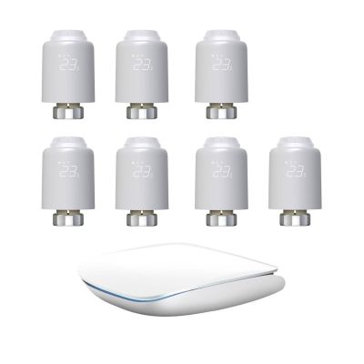 Zestaw 7 głowic termostatycznych Avatto TRV07 Zigbee 3.0 TUYA z bramką Avatto GW16-W ZigBee/Bluetooth Mesh (biała)