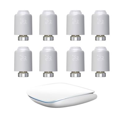 Zestaw 8 głowic termostatycznych Avatto TRV07 Zigbee 3.0 TUYA z bramką Avatto GW16-W ZigBee/Bluetooth Mesh (biała)