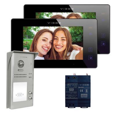 Zestaw wideodomofonowy z serii Vidos Duo: dwa monitory M1021B + stacja bramowa S1102A – dwurodzinny