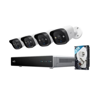 System bezpieczeństwa eufy PoE NVR E40 - 4 kamery bullet, 4 Ultra HD, Starlight Color Night Vision, lokalny agent AI, dwukierunkowa komunikacja