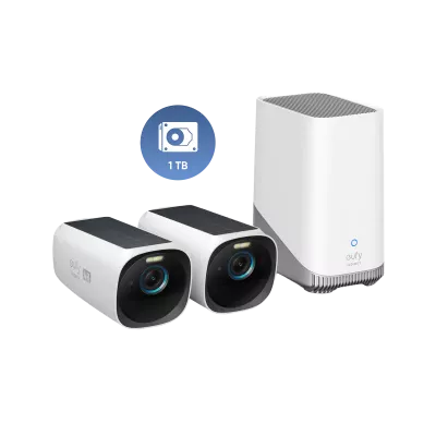Zestaw 2x kamera do monitoringu eufyCam S330 (eufyCam 3) + stacja HomeBase S380 + dysk twardy 1 TB