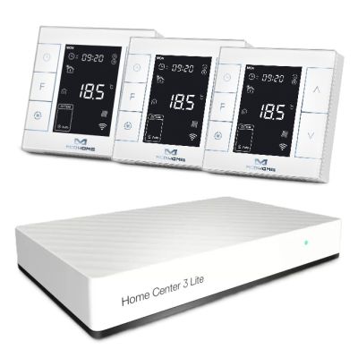 Zestaw inteligentnego sterowania ogrzewaniem podłogowym z centralą Fibaro + 3x MCOHOME MH7H-WH biały