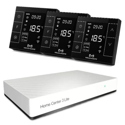 Zestaw inteligentnego sterowania ogrzewaniem podłogowym z centralą Fibaro + 3x MCOHOME MH7H-WH czarny