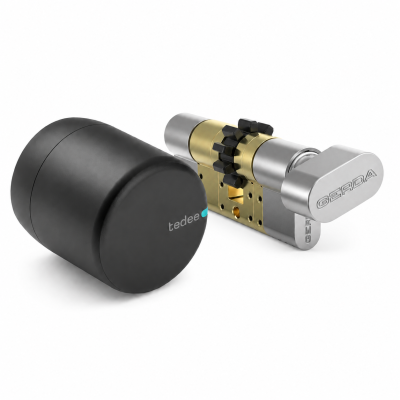 Inteligentny zamek Tedee Lock PRO - grafitowy + wkładka EXXO SMART MZ G61/61, z zębatką i gałką
