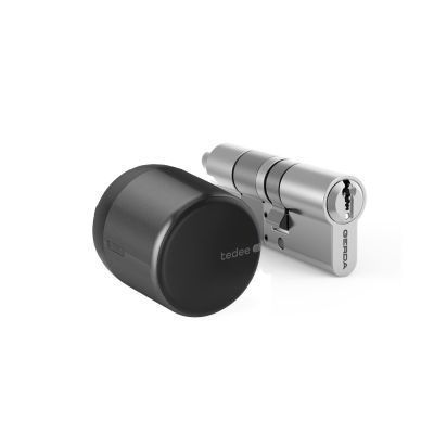 Zestaw inteligentny zamek Tedee Lock GO2 (aluminium) grafitowy z czarnym przyciskiem + wkładka Gerda SLR 30-61/30 mm (typ A)