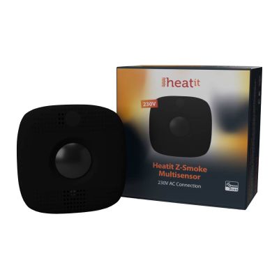 Czujnik dymu Heatit Z-Smoke2 - 230 V, zasilany sieciowo, czarny