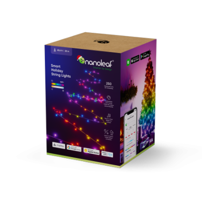 Nanoleaf String Light - inteligentne lampki choinkowe wewnętrzne/zewnętrzne 20m, 250 LED, Matter (czarny)