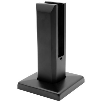 Uchwyt pionowy do szkła kwadratowy &ndash; spigot, 50x50/100x100 mm, H182 mm, stal nierdzewna, czarny, satyna