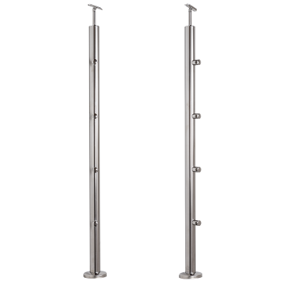 Słupek balustradowy przelotowy ze stali nierdzewnej – fi 42,4/ H1060 mm/ 1102,4 mm/ 4 uchwyty, szlifowany