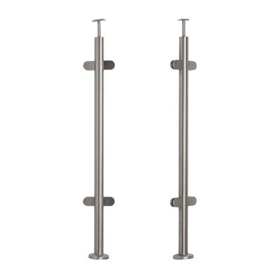 Słupek balustradowy środkowy ze stali nierdzewnej – fi 42,4x1060/1102,4 mm/ 4 uchwyty do szkła, szlifowany