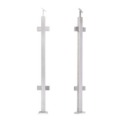 Słupek balustradowy środkowy ze stali nierdzewnej 40x40x1060/ 1100 mm/ 4 uchwyty, szlifowany