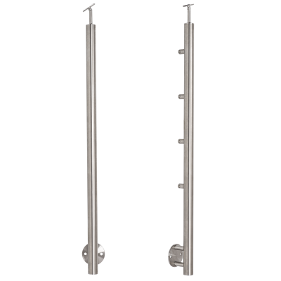 Słupek balustradowy przelotowy ze stali nierdzewnej Fi42,4/H1130mm, 4 uchwyty, szlifowany
