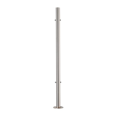 Słupek balustradowy środkowy fi 42,4 x 981mm – nieuzbrojony, aisi304, 4 otwory z gwintem M8, mocowanie w podłogę, satyna