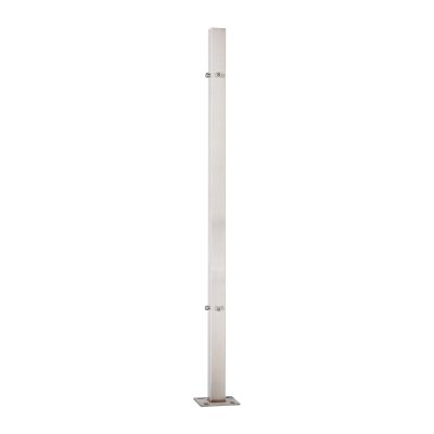 Słupek balustradowy narożny 40x40x981mm – nieuzbrojony, aisi304, 4 otwory z gwintem M8, mocowanie w podłogę, satyna