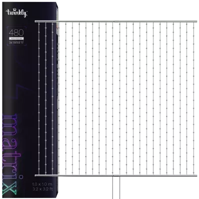 Kurtyna świetlna Twinkly Matrix - 480 RGB LED perełki, przezroczysty kabel