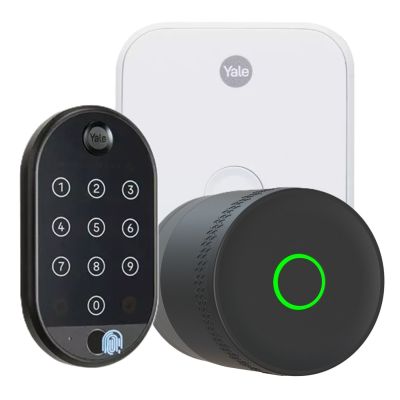 Zestaw inteligentny zamek Yale Linus L2 LITE czarny + Mostek Connect X + klawiatura Smart Keypad 2 z czytnikiem linii papilarnych