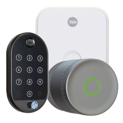 Zestaw inteligentny zamek Yale Linus L2 LITE srebrny + Mostek Connect X + klawiatura Smart Keypad 2 z czytnikiem linii papilarnych