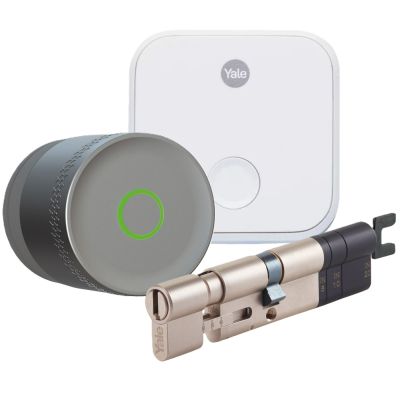 Zestaw inteligentny zamek Yale Linus L2 LITE srebrny + Mostek Connect X + wkładka