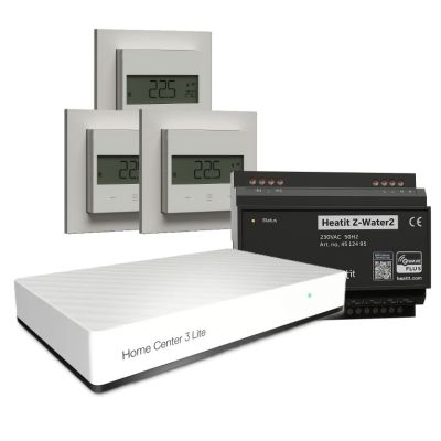 Zestaw inteligentnego ogrzewania z centralą FIBARO HC3 Lite i Heatit Z-Water2 + 3xZ-Temp3 (Z-Wave 800)