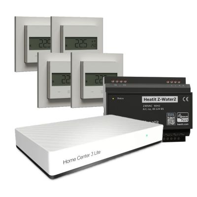 Zestaw inteligentnego ogrzewania z centralą FIBARO HC3 Lite i Heatit Z-Water2 + 4xZ-Temp3 (Z-Wave 800)