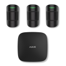 3 Bezprzewodowe czujki ruchu AJAX Motion Protect (czarne) w zestawie z centralą AJAX Hub 2 4G