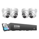 Zestaw czterech kamer IP ZOSI C225 WiFi 5MP + nagrywarka + dysk HDD 2TB Zestaw czterech kamer IP ZOSI C225 WiFi 5MP + nagrywarka + dysk HDD 2TB