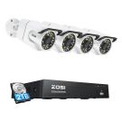 Zestaw czterech kamer IP ZOSI C105 WiFi 8MP + nagrywarka + dysk HDD 2TB Zestaw czterech kamer IP ZOSI C105 WiFi 8MP + nagrywarka + dysk HDD 2TB